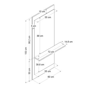 Καθρέπτης τοίχου Piyar Μegapap χρώμα λευκό 60x14,6x150εκ.