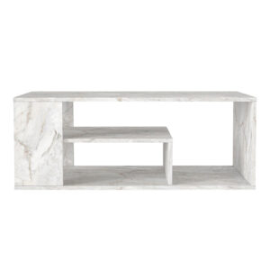 Τραπεζάκι σαλονιού Abdera Megapap χρώμα λευκό εφέ μαρμάρου 110x60x42εκ.