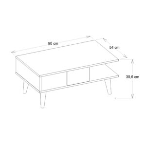 Τραπεζάκι σαλονιού Andros Megapap χρώμα καρυδί - μαύρο εφέ μαρμάρου 90x54x39,6εκ.