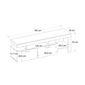 Έπιπλο τηλεόρασης Acnes Megapap χρώμα λευκό - sapphire oak 160x40x53εκ.