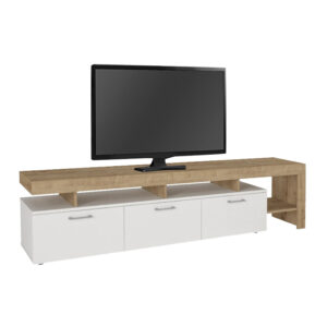Έπιπλο τηλεόρασης Acnes Megapap χρώμα λευκό - sapphire oak 220x40x52εκ.