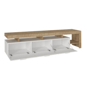 Έπιπλο τηλεόρασης Acnes Megapap χρώμα λευκό - sapphire oak 220x40x52εκ.