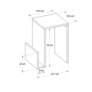 Τραπεζάκι βοηθητικό Regnar Megapap χρώμα λευκό 43,1x33,5x52εκ.