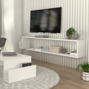 Έπιπλο τηλεόρασης επιτοίχιο Regnar Megapap χρώμα λευκό 168,6x25x31,8εκ.