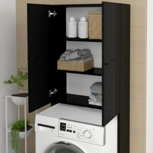 Έπιπλο πλυντηρίου Romme Megapap χρώμα μαύρο 65x27,1x180εκ.