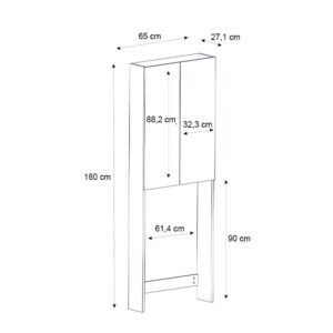Έπιπλο πλυντηρίου Romme Megapap χρώμα μαύρο 65x27,1x180εκ.