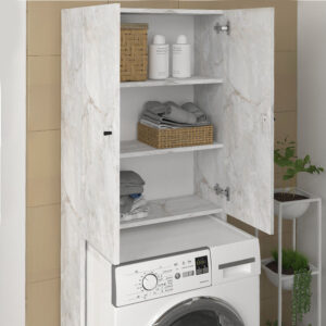 Έπιπλο πλυντηρίου Romme Megapap χρώμα λευκό εφέ μαρμάρου 65x27,1x180εκ.