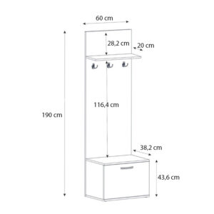 Έπιπλο εισόδου Track Megapap χρώμα sapphire oak 60x38,2x190εκ.
