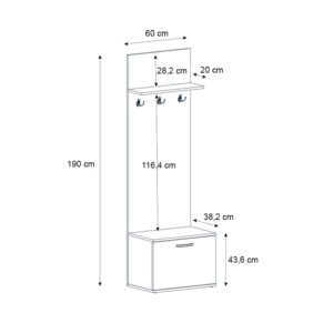 Έπιπλο εισόδου Track Megapap χρώμα καρυδί 60x38,2x190εκ.