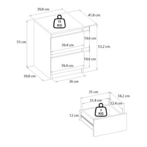 Κομοδίνο Breve Megapap χρώμα λευκό 39,8x41,8x55εκ.