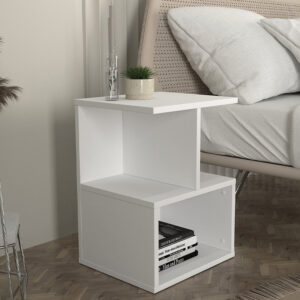 Κομοδίνο - Τραπεζάκι βοηθητικό Entiero Megapap χρώμα λευκό 39,8x35x54,6εκ.