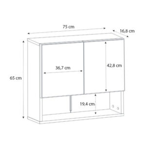 Καθρέπτης μπάνιου Trama Μegapap χρώμα λευκό 75x16,8x65εκ.