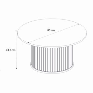 Τραπεζάκι σαλονιού Bohema Megapap χρώμα μαύρο - sepet oak Ø85x43,2εκ.