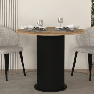 Τραπέζι Bohema Megapap χρώμα μαύρο - sepet oak Ø90x77,7εκ.