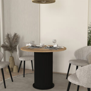 Τραπέζι Bohema Megapap χρώμα μαύρο - sepet oak Ø90x77,7εκ.