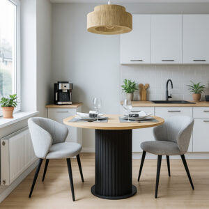 Τραπέζι Bohema Megapap χρώμα μαύρο - sepet oak Ø90x77,7εκ.