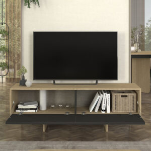 Έπιπλο τηλεόρασης Lava Megapap χρώμα rota oak - ανθρακί 150x35x51,3εκ.