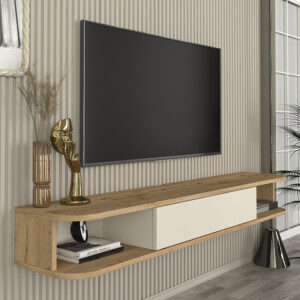 Έπιπλο τηλεόρασης επιτοίχιο Cross Megapap με LED χρώμα sepet oak - sandstone 150x29,6x19,2εκ.