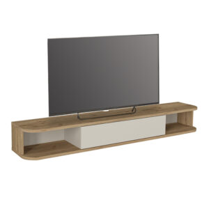 Έπιπλο τηλεόρασης επιτοίχιο Cross Megapap με LED χρώμα sepet oak - sandstone 150x29,6x19,2εκ.