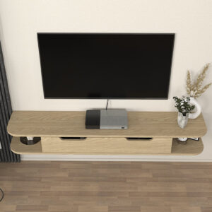 Έπιπλο τηλεόρασης επιτοίχιο Noland Megapap με LED χρώμα rota oak 150x35x19,2εκ.