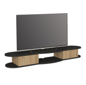 Έπιπλο τηλεόρασης επιτοίχιο Perk Megapap με LED χρώμα ανθρακί - sepet oak 150x35x19,2εκ.