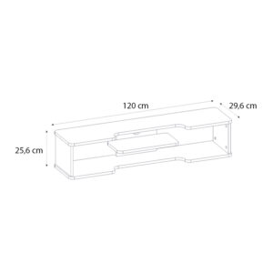Έπιπλο τηλεόρασης επιτοίχιο Perry Megapap χρώμα λευκό 120x29,6x25,6εκ.
