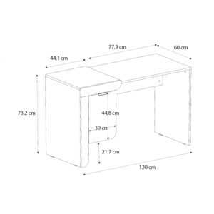 Γραφείο εργασίας Dario Megapap χρώμα sepet oak - λευκό 120x60x73,2εκ.