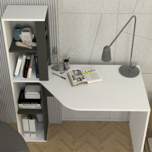 Γραφείο εργασίας Gemini Megapap χρώμα ανθρακί - λευκό 121,8x59,6x131,8εκ.