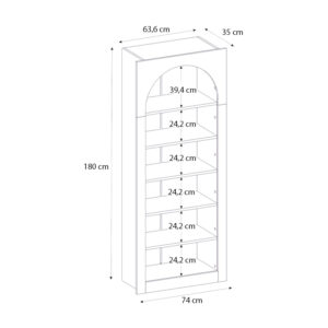 Βιβλιοθήκη Voila Megapap χρώμα λευκό 74x35x180εκ.
