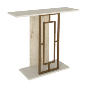 Κονσόλα Alderas Megapap χρώμα sandstone - travertine - χρυσό 90x29,6x76,8εκ.