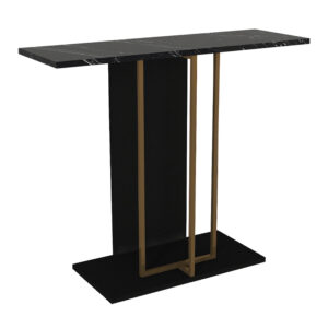 Κονσόλα Brandy Megapap χρώμα μαύρο - μαύρο εφέ μαρμάρου - χρυσό 90x29,6x76,8εκ.