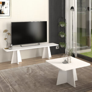 Έπιπλο τηλεόρασης Sugar Megapap χρώμα λευκό 150x29,6x36,8εκ.