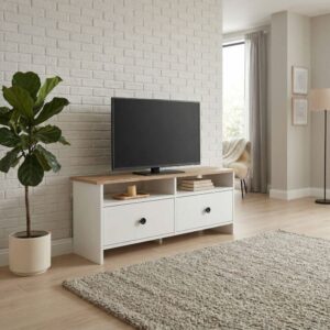 Έπιπλο τηλεόρασης Gradias Megapap χρώμα λευκό - sapphire oak 120x29,6x46,8εκ.