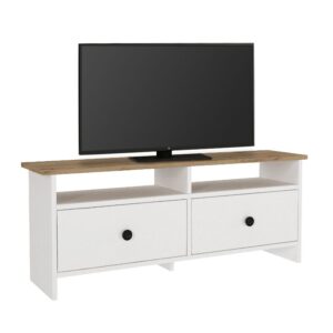 Έπιπλο τηλεόρασης Gradias Megapap χρώμα λευκό - sapphire oak 120x29,6x46,8εκ.