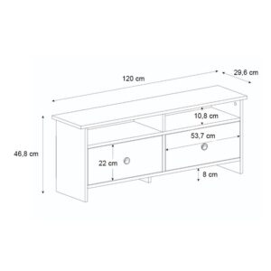 Έπιπλο τηλεόρασης Gradias Megapap χρώμα λευκό - sapphire oak 120x29,6x46,8εκ.