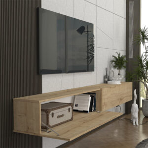 Έπιπλο τηλεόρασης επιτοίχιο Espanse Megapap χρώμα sapphire oak 241,8x31,7x30εκ.