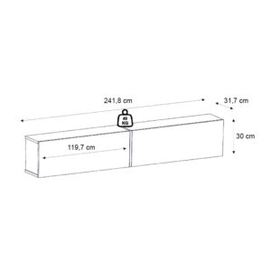 Έπιπλο τηλεόρασης επιτοίχιο Espanse Megapap χρώμα λευκό εφέ μαρμάρου 241,8x31,7x30εκ.