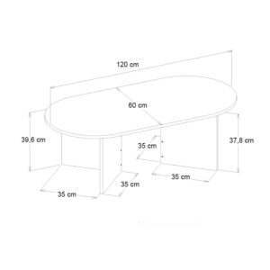 Τραπεζάκι σαλονιού Cortado Megapap χρώμα travertine 120x60x39,6εκ.