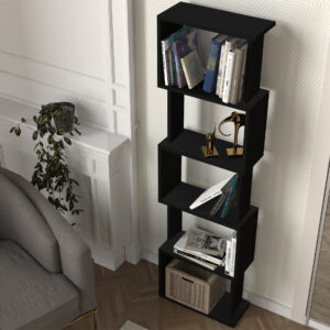 Βιβλιοθήκη Alvina Megapap χρώμα μαύρο 45x19,6x158,8εκ.