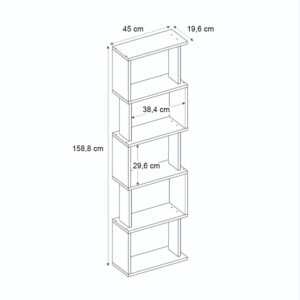 Βιβλιοθήκη Alvina Megapap χρώμα μαύρο 45x19,6x158,8εκ.