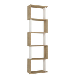 Βιβλιοθήκη Alvina Megapap χρώμα sapphire oak - λευκό 45x19,6x158,8εκ.