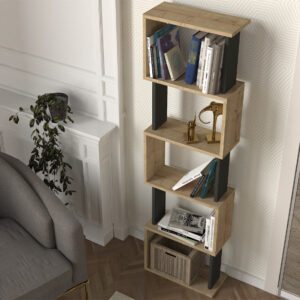 Βιβλιοθήκη Alvina Megapap χρώμα sapphire oak - ανθρακί 45x19,6x158,8εκ.