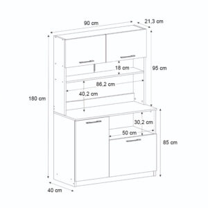 Έπιπλο κουζίνας Tuco 2 Megapap χρώμα λευκό 90x40x180εκ.
