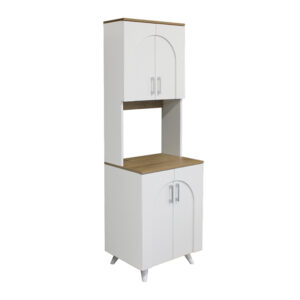 Έπιπλο κουζίνας Kalira 2 Megapap χρώμα λευκό - rota oak 60x40x196εκ.