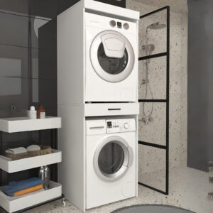 Έπιπλο πλυντηρίου - στεγνωτηρίου Fika Megapap χρώμα λευκό 67x61,8x198,5εκ.