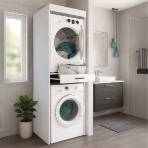 Έπιπλο πλυντηρίου - στεγνωτηρίου Fika Megapap χρώμα λευκό 67x61,8x198,5εκ.