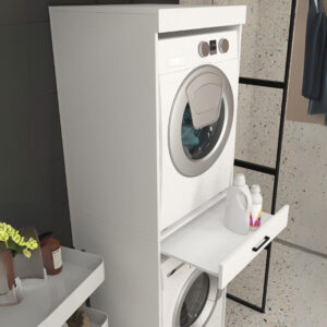 Έπιπλο πλυντηρίου - στεγνωτηρίου Fika Megapap χρώμα λευκό 67x61,8x198,5εκ.