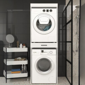 Έπιπλο πλυντηρίου - στεγνωτηρίου Fika Megapap χρώμα λευκό 67x61,8x198,5εκ.