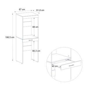 Έπιπλο πλυντηρίου - στεγνωτηρίου Fika Megapap χρώμα λευκό 67x61,8x198,5εκ.