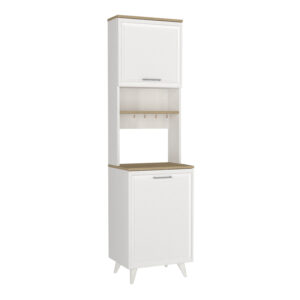 Έπιπλο κουζίνας Potter 1 Megapap χρώμα λευκό - rota oak 53,4x39,6x196,1εκ.